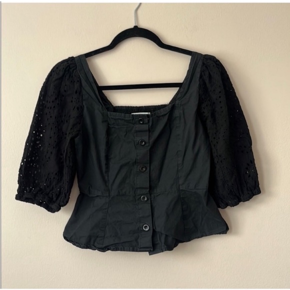 Anthropologie Tops - Kay + Jay Black Eyelet Blouse Size Small